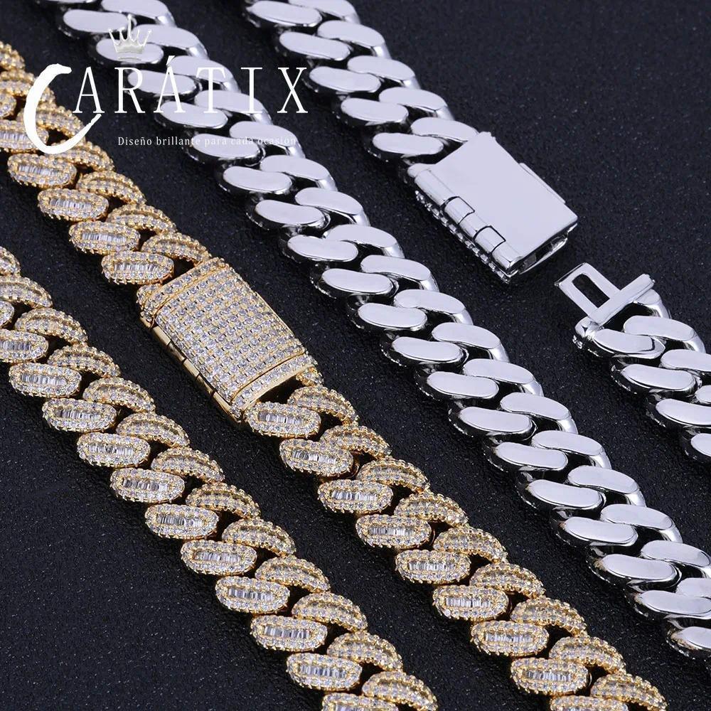 CARÁTIX – 12mm Bling Iced CZ Rectangle Cuban Link Necklace | Prong Setting Hip Hop Jewelry for Men - CaratixJewelry