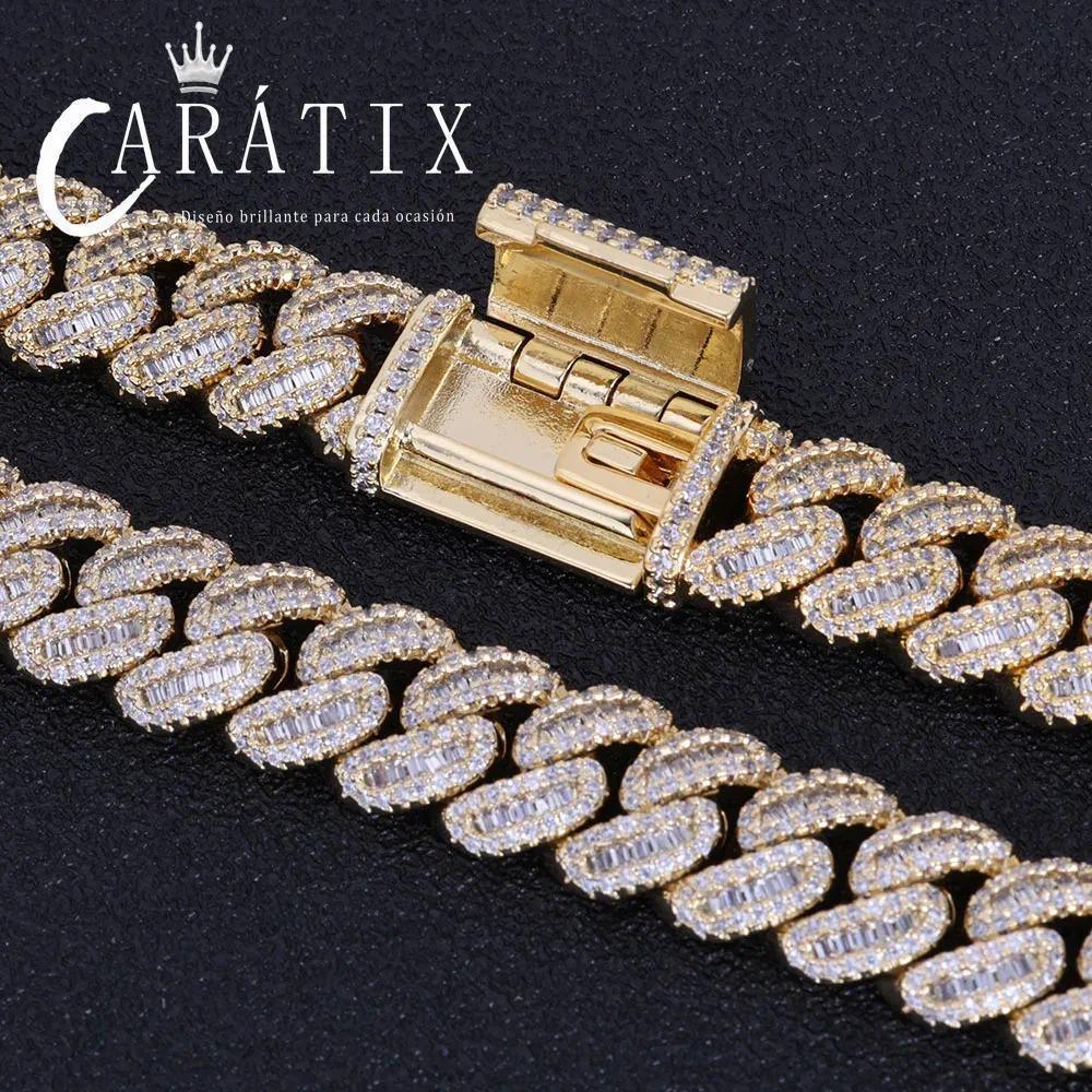 CARÁTIX – 12mm Bling Iced CZ Rectangle Cuban Link Necklace | Prong Setting Hip Hop Jewelry for Men - CaratixJewelry