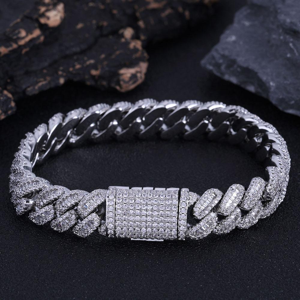 CARÁTIX – 12mm Bling Iced CZ Rectangle Cuban Link Necklace | Prong Setting Hip Hop Jewelry for Men - CaratixJewelry