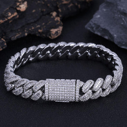 CARÁTIX – 12mm Bling Iced CZ Rectangle Cuban Link Necklace | Prong Setting Hip Hop Jewelry for Men - CaratixJewelry