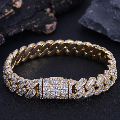 CARÁTIX – 12mm Bling Iced CZ Rectangle Cuban Link Necklace | Prong Setting Hip Hop Jewelry for Men - CaratixJewelry