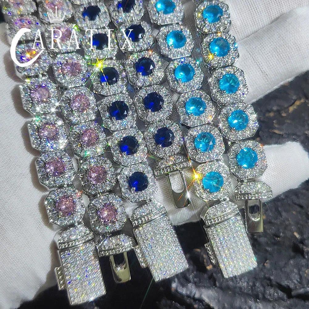 CARÁTIX 12mm Colorful CZ Cuban Link Choker – Brass Cluster Tennis Chain Necklace for Men - CaratixJewelry