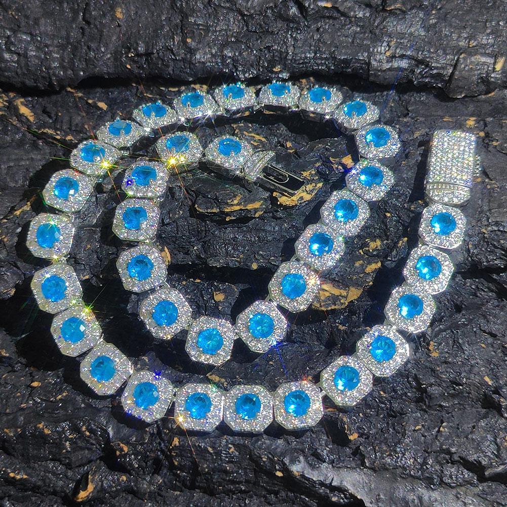 CARÁTIX 12mm Colorful CZ Cuban Link Choker – Brass Cluster Tennis Chain Necklace for Men - CaratixJewelry