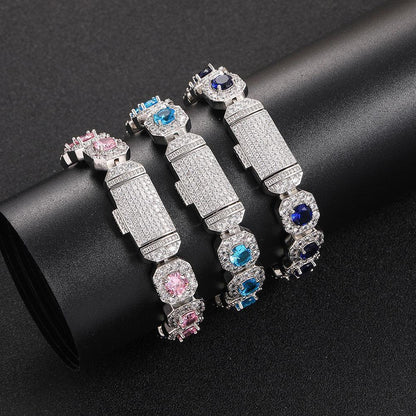 CARÁTIX 12mm Colorful CZ Tennis Bracelet – Luxury Silver-Plated Women’s Fashion Jewelry Bangle - CaratixJewelry