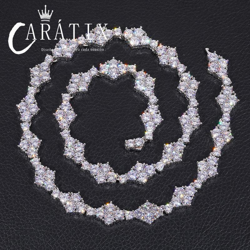 CARÁTIX 12mm Flower CZ Tennis Chain Necklace – 5A+ Iced Out Hip Hop Bling Jewelry for Men & Women - CaratixJewelry