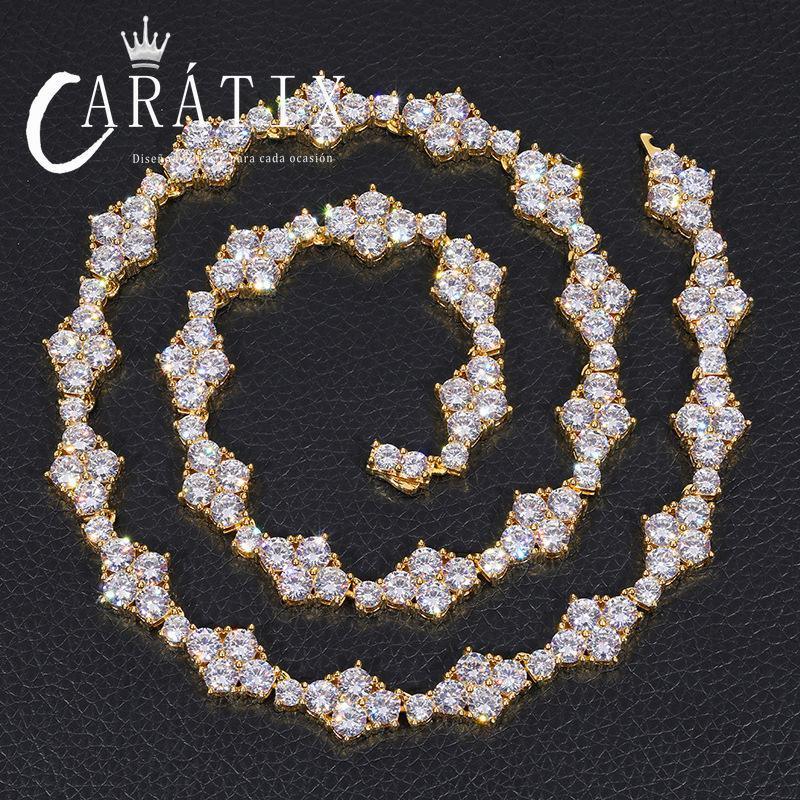 CARÁTIX 12mm Flower CZ Tennis Chain Necklace – 5A+ Iced Out Hip Hop Bling Jewelry for Men & Women - CaratixJewelry
