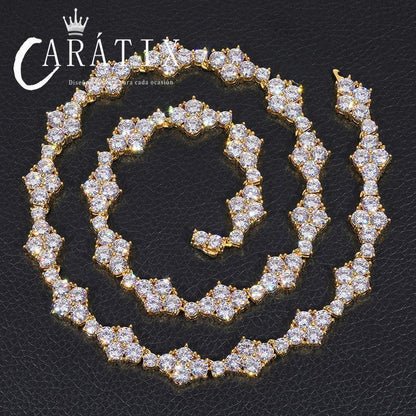 CARÁTIX 12mm Flower CZ Tennis Chain Necklace – 5A+ Iced Out Hip Hop Bling Jewelry for Men & Women - CaratixJewelry