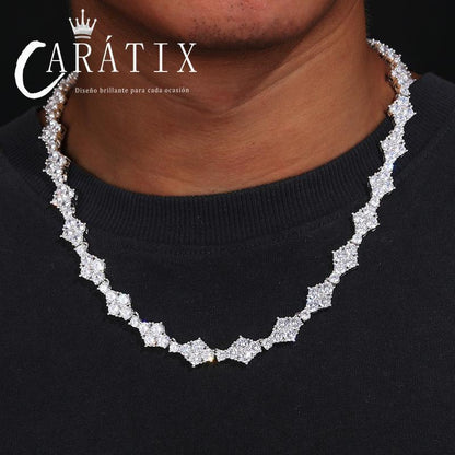 CARÁTIX 12mm Flower CZ Tennis Chain Necklace – 5A+ Iced Out Hip Hop Bling Jewelry for Men & Women - CaratixJewelry