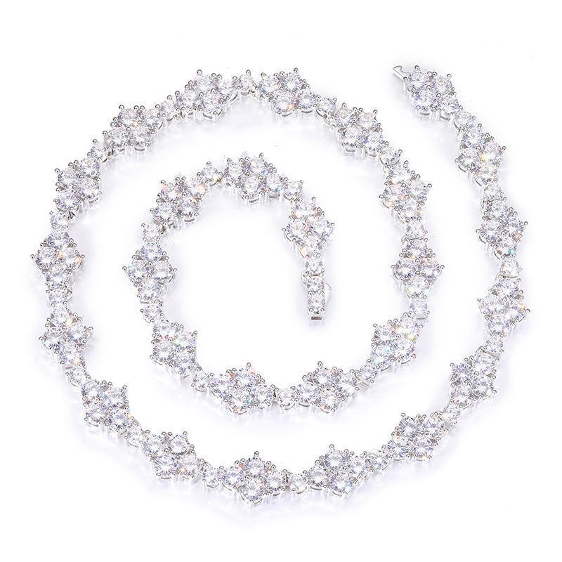 CARÁTIX 12mm Flower CZ Tennis Chain Necklace – 5A+ Iced Out Hip Hop Bling Jewelry for Men & Women - CaratixJewelry