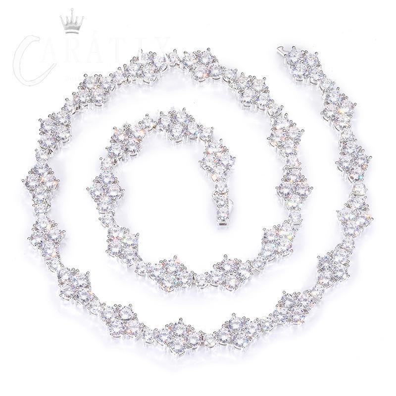CARÁTIX 12mm Flower CZ Tennis Chain Necklace – 5A+ Iced Out Hip Hop Bling Jewelry for Men & Women - CaratixJewelry