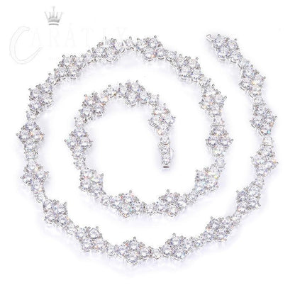 CARÁTIX 12mm Flower CZ Tennis Chain Necklace – 5A+ Iced Out Hip Hop Bling Jewelry for Men & Women - CaratixJewelry