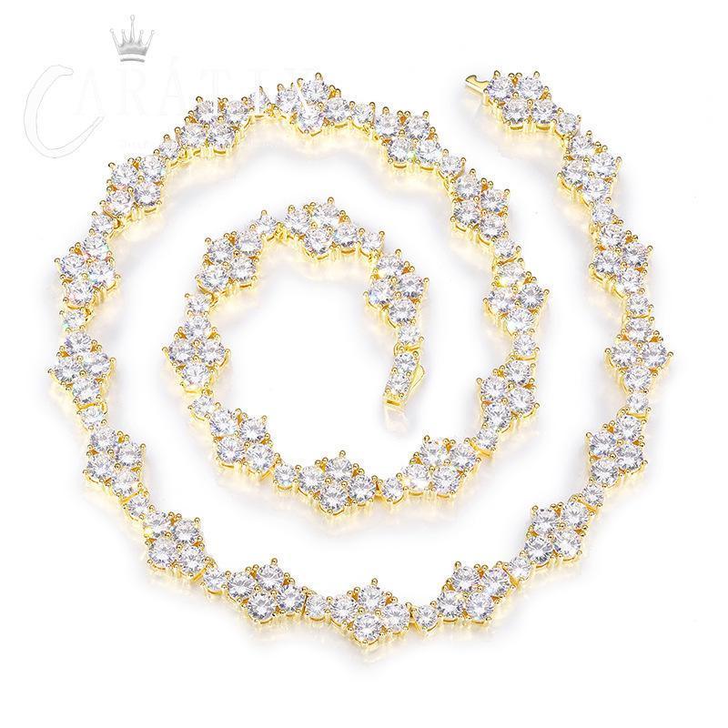 CARÁTIX 12mm Flower CZ Tennis Chain Necklace – 5A+ Iced Out Hip Hop Bling Jewelry for Men & Women - CaratixJewelry