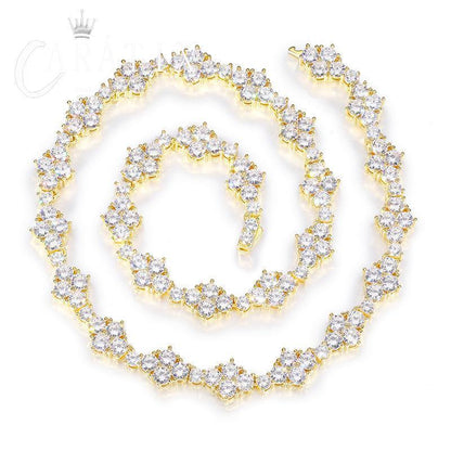 CARÁTIX 12mm Flower CZ Tennis Chain Necklace – 5A+ Iced Out Hip Hop Bling Jewelry for Men & Women - CaratixJewelry