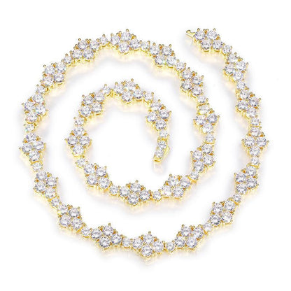 CARÁTIX 12mm Flower CZ Tennis Chain Necklace – 5A+ Iced Out Hip Hop Bling Jewelry for Men & Women - CaratixJewelry