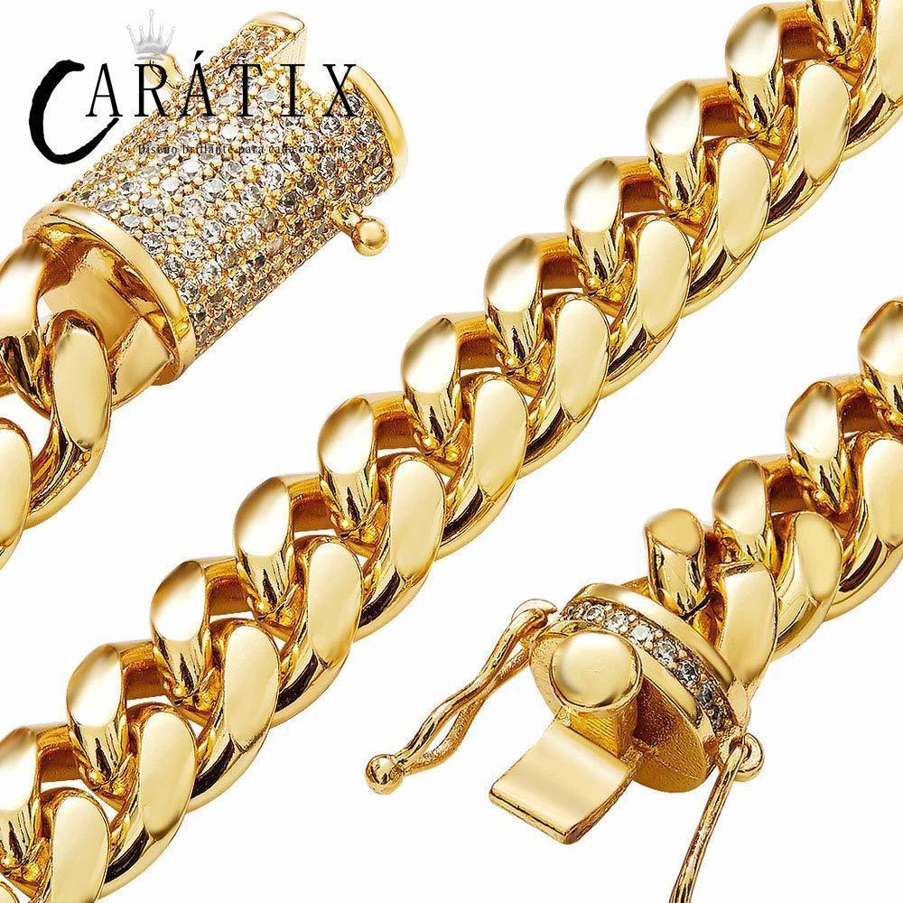 CARÁTIX – 12mm Miami Cuban Curb Link Chain Necklace | 316L Stainless Steel Trendy Jewelry for Men & Women - CaratixJewelry