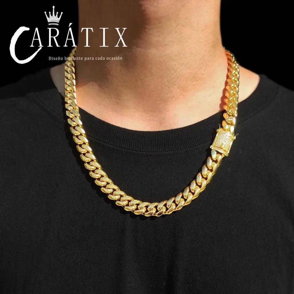 CARÁTIX – 12mm Miami Cuban Curb Link Chain Necklace | 316L Stainless Steel Trendy Jewelry for Men & Women - CaratixJewelry