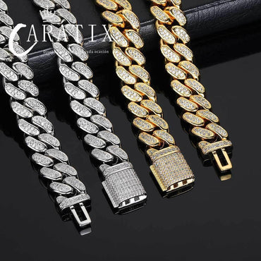 CARÁTIX 12mm Miami Cuban Link Chain Necklace – High Quality Bling Hip Hop Jewelry for Men | Iced Out Gift - CaratixJewelry