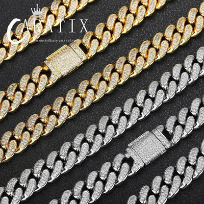 CARÁTIX 12mm Miami Cuban Link Chain Necklace – High Quality Bling Hip Hop Jewelry for Men | Iced Out Gift - CaratixJewelry