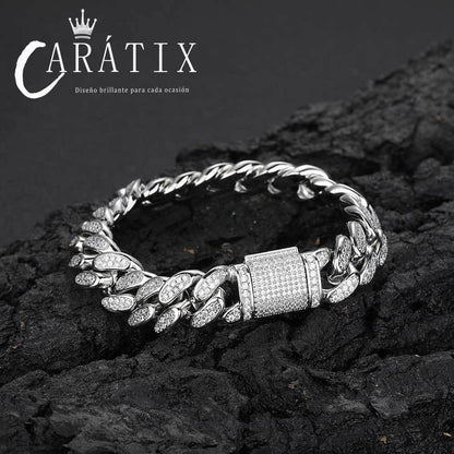 CARÁTIX 12mm Miami Cuban Link Chain Necklace – High Quality Bling Hip Hop Jewelry for Men | Iced Out Gift - CaratixJewelry