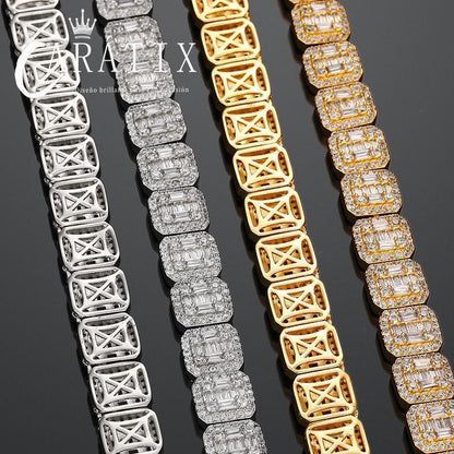 CARÁTIX 12mm Square CZ Tennis Chain Necklace – Claw-Set Iced Out Geometric Hip Hop Jewelry for Men & Women - CaratixJewelry