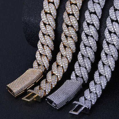 CARÁTIX 13MM 2-Row Cuban Chain Necklace – Hip Hop CZ Bubble Jewelry for Men & Women - CaratixJewelry