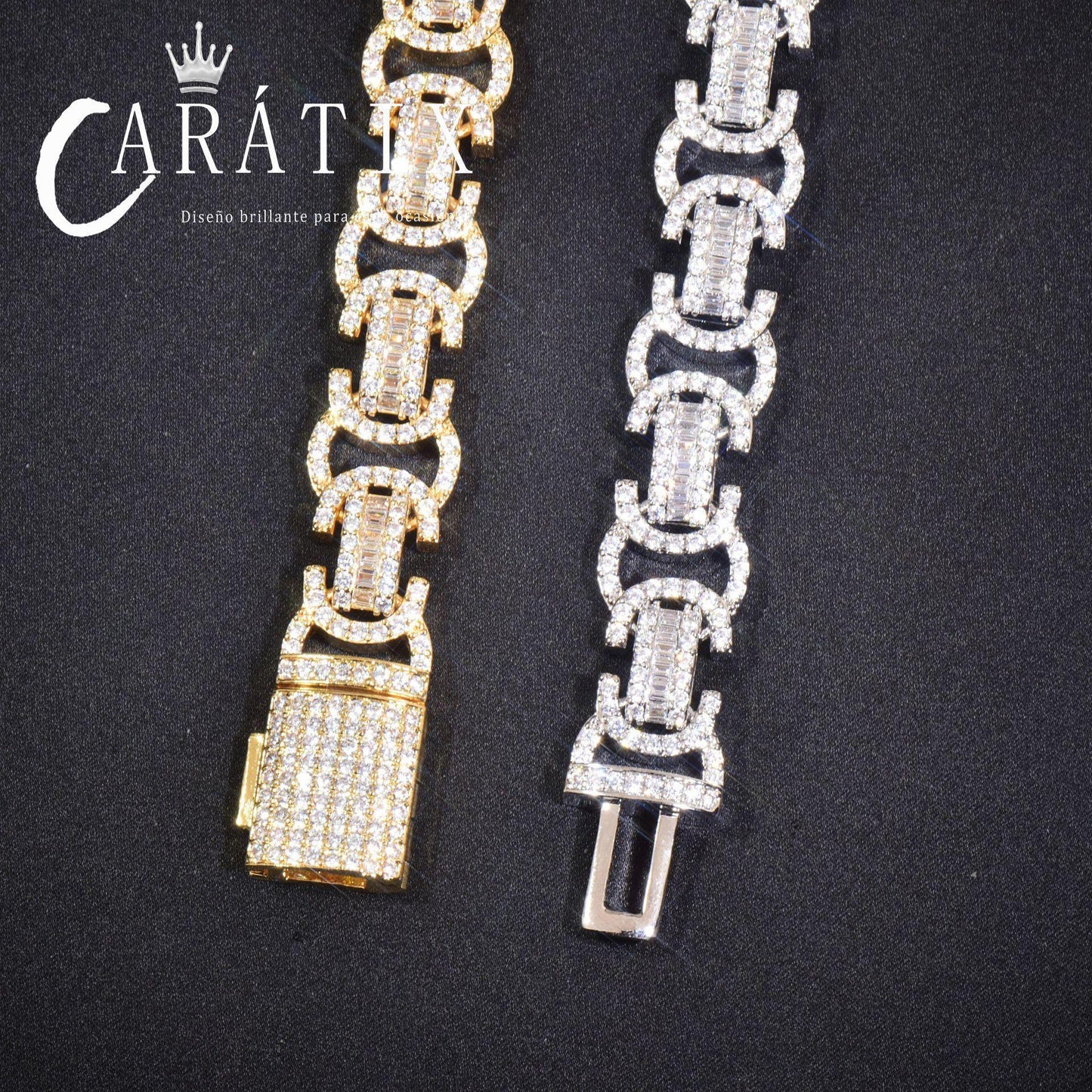 CARÁTIX 13mm Double C Chino Link Chain Necklace – Iced Out Hip Hop Cuban Chain Jewelry for Men | Creative Bling Design - CaratixJewelry