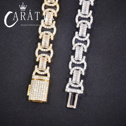 CARÁTIX 13mm Double C Chino Link Chain Necklace – Iced Out Hip Hop Cuban Chain Jewelry for Men | Creative Bling Design - CaratixJewelry