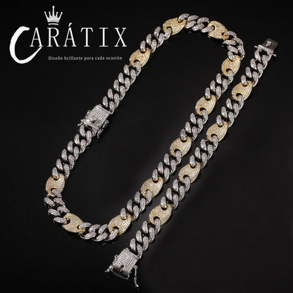 CARÁTIX 13mm Prong Cuban Chain | White AAA CZ Iced Out Hip Hop Necklace for Men - CaratixJewelry