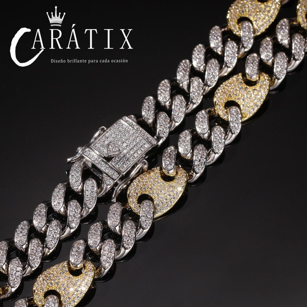 CARÁTIX 13mm Prong Cuban Chain | White AAA CZ Iced Out Hip Hop Necklace for Men - CaratixJewelry