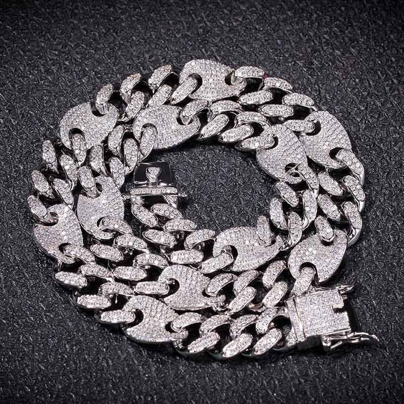 CARÁTIX 13mm Prong Cuban Chain | White AAA CZ Iced Out Hip Hop Necklace for Men - CaratixJewelry