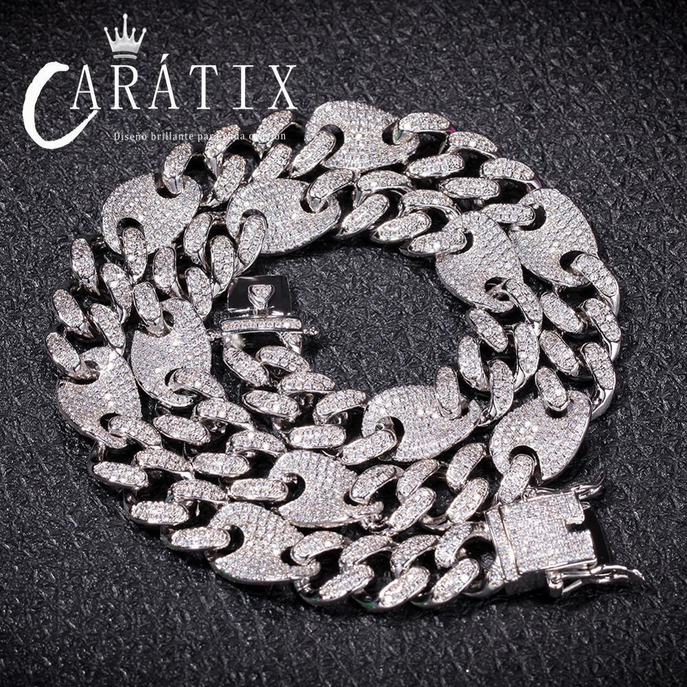 CARÁTIX 13mm Prong Cuban Chain | White AAA CZ Iced Out Hip Hop Necklace for Men - CaratixJewelry