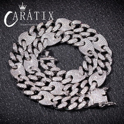 CARÁTIX 13mm Prong Cuban Chain | White AAA CZ Iced Out Hip Hop Necklace for Men - CaratixJewelry