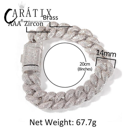 CARÁTIX – 14mm Hip Hop Solid Round Link Chain Necklace | Iced Out CZ Bling Jewelry for Men & Women, Rapper Street Fashion - CaratixJewelry