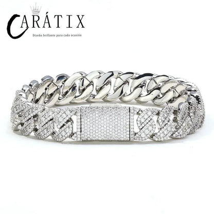 CARÁTIX 14MM Miami Cuban Chain Necklace – Brass Hip Hop Jewelry with Full Pave CZ for Men & Women - CaratixJewelry