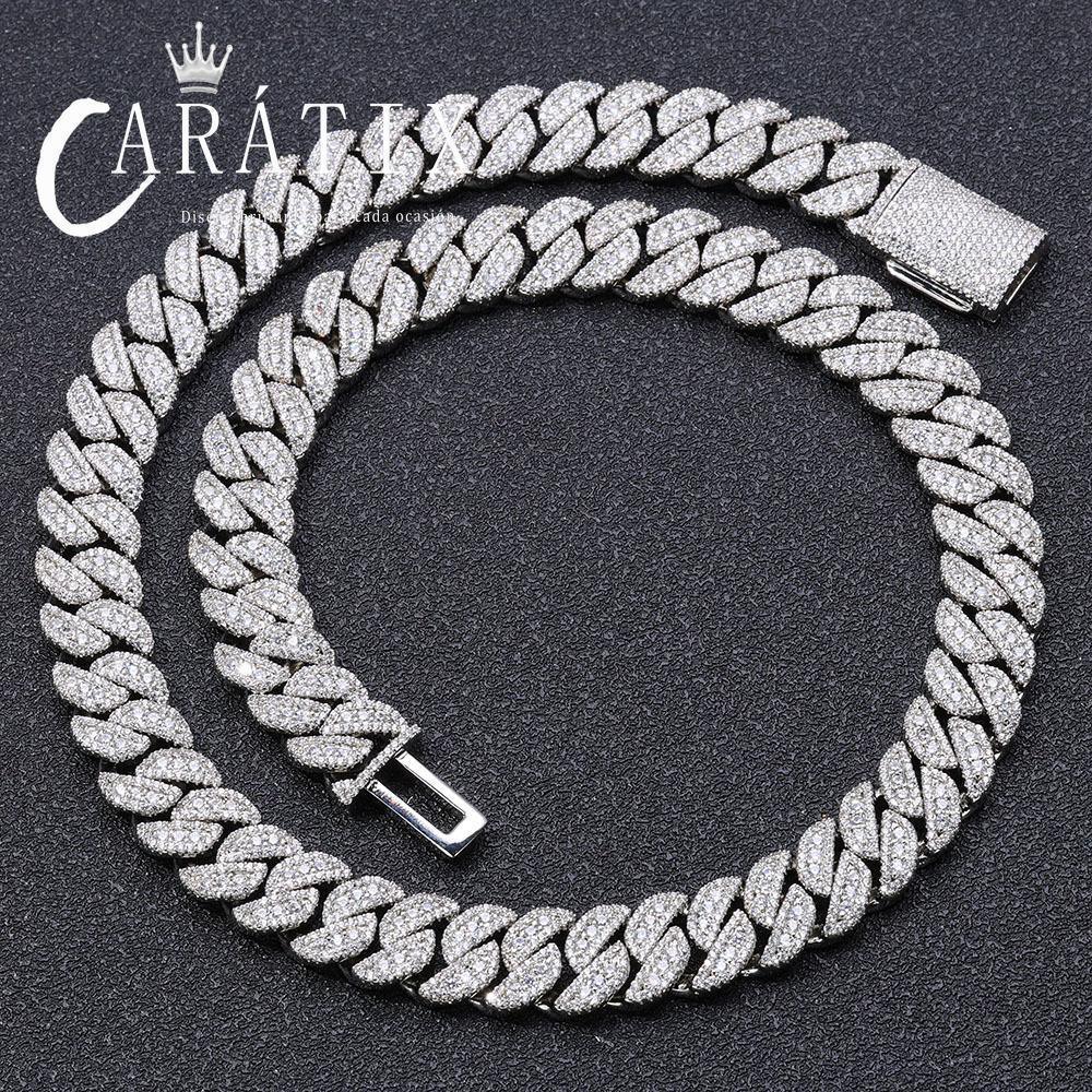 CARÁTIX 14MM Miami Cuban Chain Necklace – Brass Hip Hop Jewelry with Full Pave CZ for Men & Women - CaratixJewelry