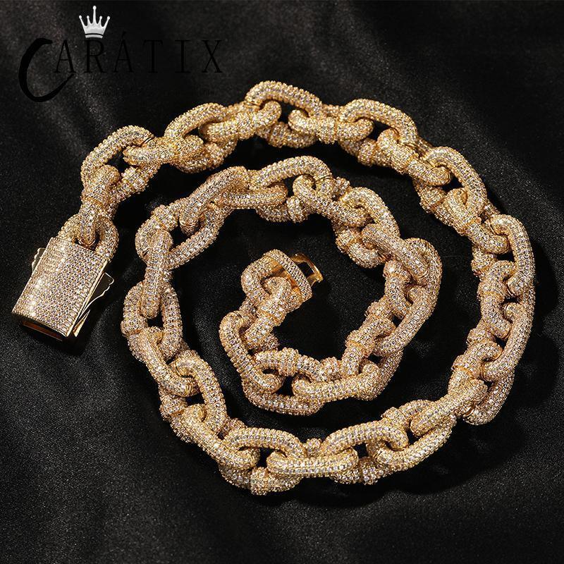 CARÁTIX 14mm O Shape Link Chain Necklace – 5A+ CZ Iced Out Hip Hop Bling Jewelry for Men | Solid Rapper Gift - CaratixJewelry