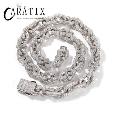 CARÁTIX 14mm O Shape Link Chain Necklace – 5A+ CZ Iced Out Hip Hop Bling Jewelry for Men | Solid Rapper Gift - CaratixJewelry