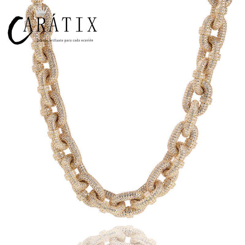CARÁTIX 14mm O Shape Link Chain Necklace – 5A+ CZ Iced Out Hip Hop Bling Jewelry for Men | Solid Rapper Gift - CaratixJewelry