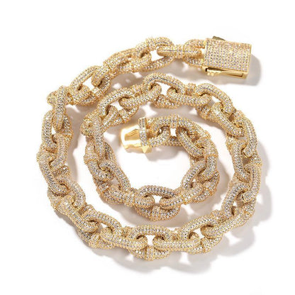 CARÁTIX 14mm O Shape Link Chain Necklace – 5A+ CZ Iced Out Hip Hop Bling Jewelry for Men | Solid Rapper Gift - CaratixJewelry