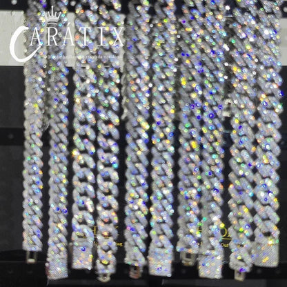 CARÁTIX – 14mm Rhombus Cuban Link Chain Necklace & Bracelet Set | Brass CZ Box Buckle Jewelry for Men - CaratixJewelry