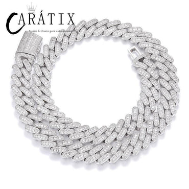CARÁTIX – 14mm Solid Rhombus Cuban Miami Link Chain Necklace | 5A CZ Bling Iced Hip Hop Jewelry for Men - CaratixJewelry