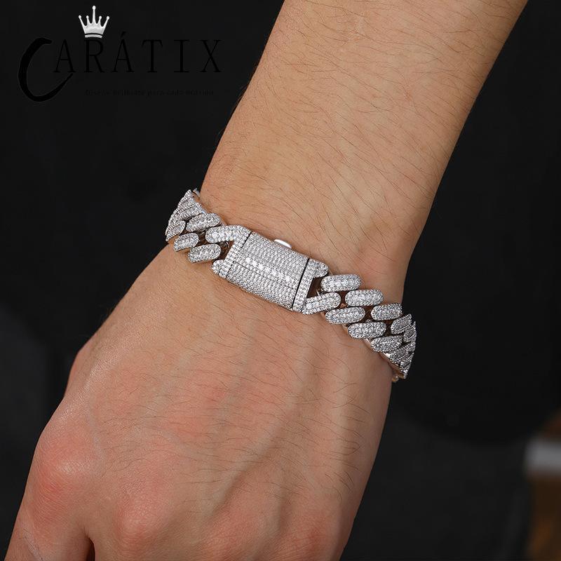 CARÁTIX – 14mm Solid Rhombus Cuban Miami Link Chain Necklace | 5A CZ Bling Iced Hip Hop Jewelry for Men - CaratixJewelry
