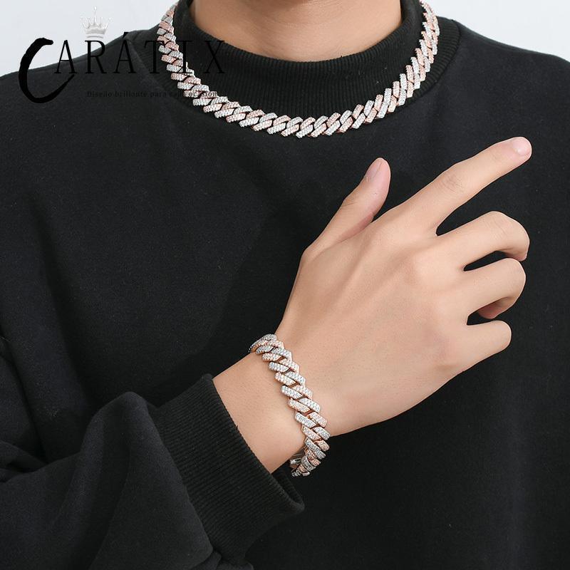CARÁTIX 14mm Two Tone Cuban Chain | 5A+ CZ Iced Out Claw Set Hip Hop Necklace for Men - CaratixJewelry