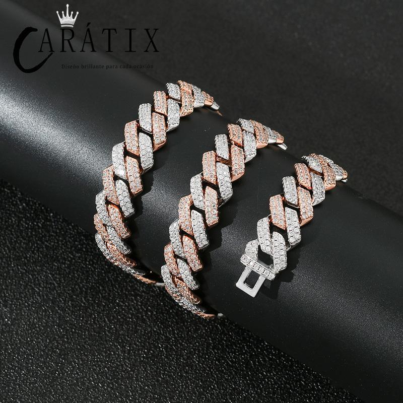 CARÁTIX 14mm Two Tone Cuban Chain | 5A+ CZ Iced Out Claw Set Hip Hop Necklace for Men - CaratixJewelry