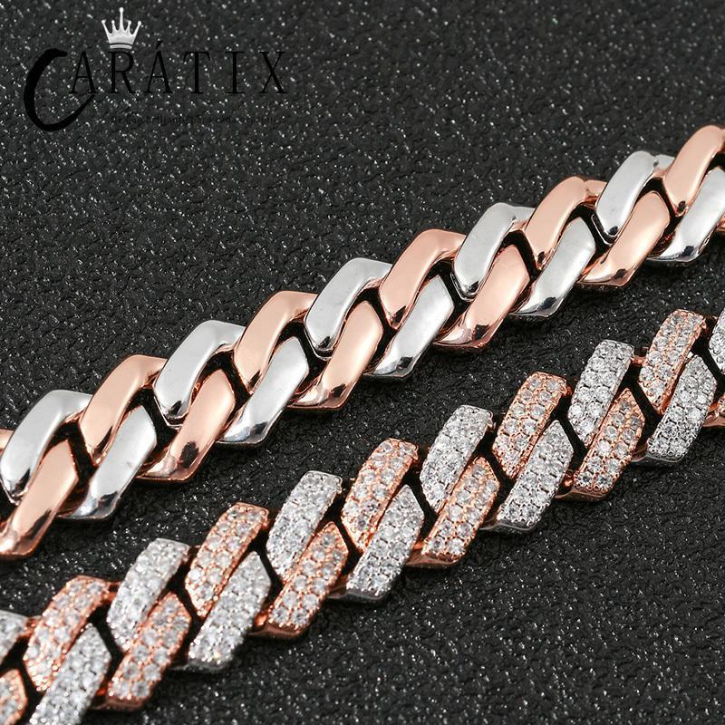 CARÁTIX 14mm Two Tone Cuban Chain | 5A+ CZ Iced Out Claw Set Hip Hop Necklace for Men - CaratixJewelry