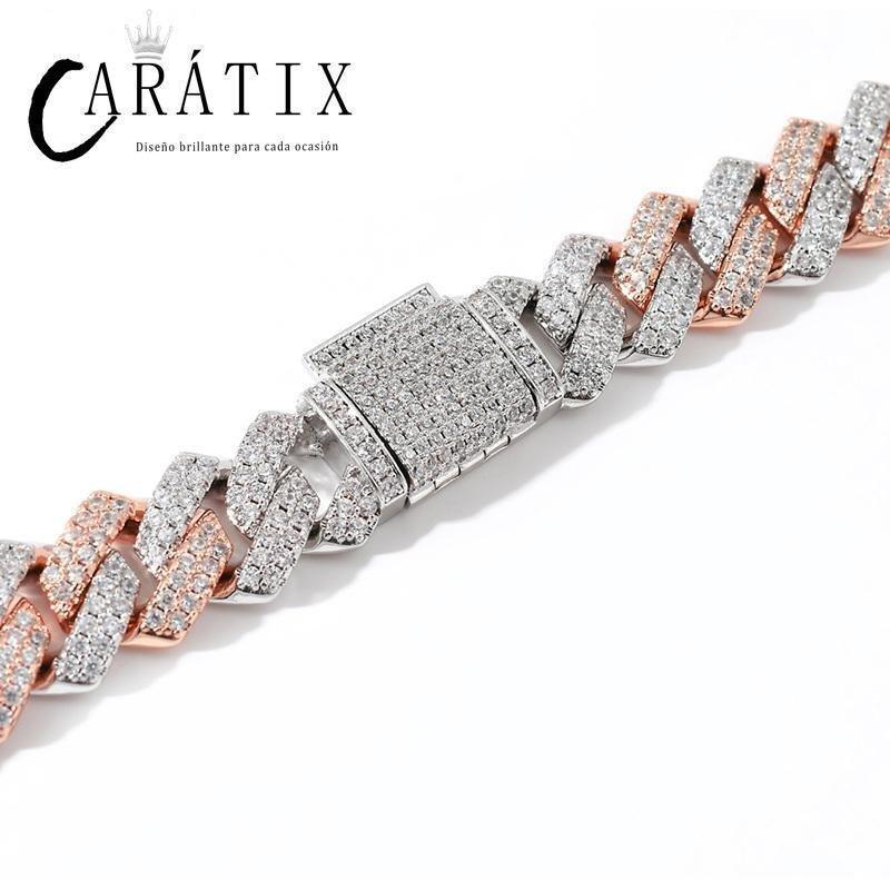 CARÁTIX 14mm Two Tone Cuban Chain | 5A+ CZ Iced Out Claw Set Hip Hop Necklace for Men - CaratixJewelry