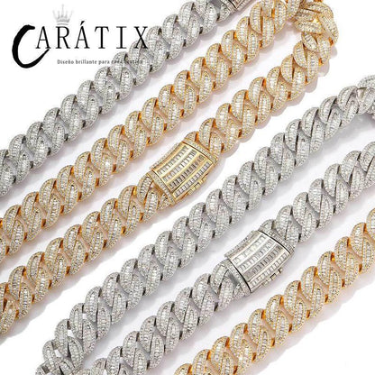CARÁTIX 15mm / 20mm Iced Out Cuban Link Chain Necklace – 3A+ CZ Heavy Round Hip Hop Bling Jewelry for Men | Rapper Gift - CaratixJewelry