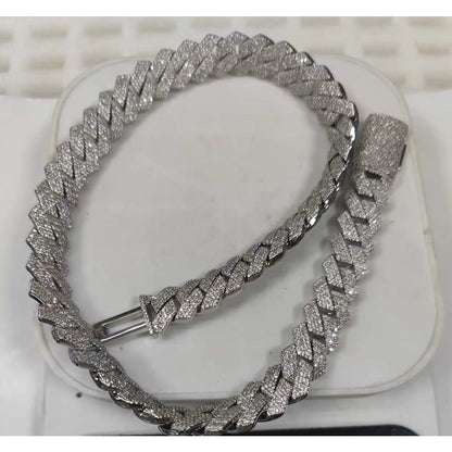 CARÁTIX – 15mm 4-Row Cuban Link Chain Necklace | White CZ Prong Hip Hop Jewelry for Men - CaratixJewelry