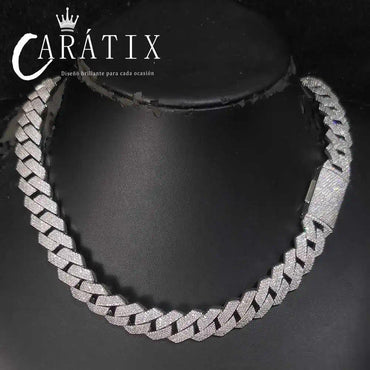 CARÁTIX – 15mm 4-Row Cuban Link Chain Necklace | White CZ Prong Hip Hop Jewelry for Men - CaratixJewelry