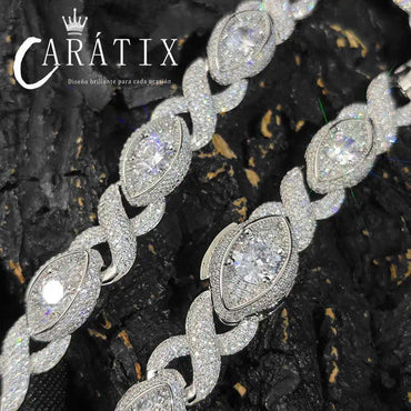 CARÁTIX 15mm Eye Shape Infinite Cuban Link Chain Necklace – Iced Out Hip Hop Bling Choker Jewelry for Women | Statement Gift - CaratixJewelry
